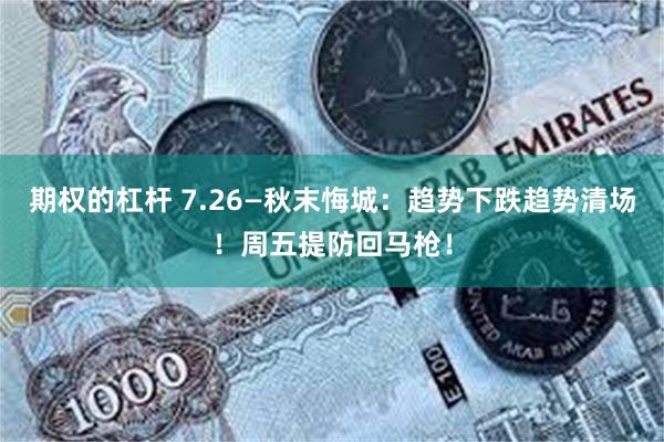 期权的杠杆 7.26—秋末悔城：趋势下跌趋势清场！周五提防回马枪！